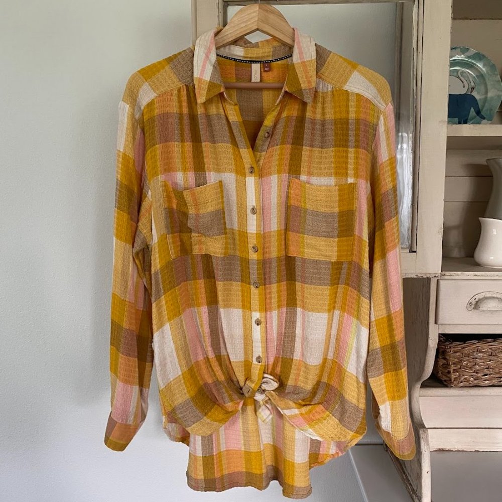 Anthropologie Pilcro Relaxed Plaid Buttondown